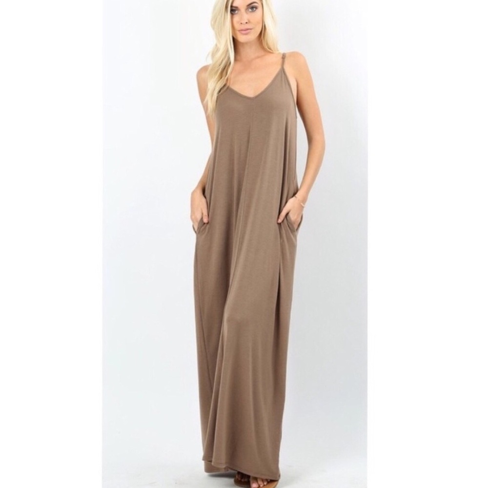 Mocha Strappy Oversized Maxi Dress